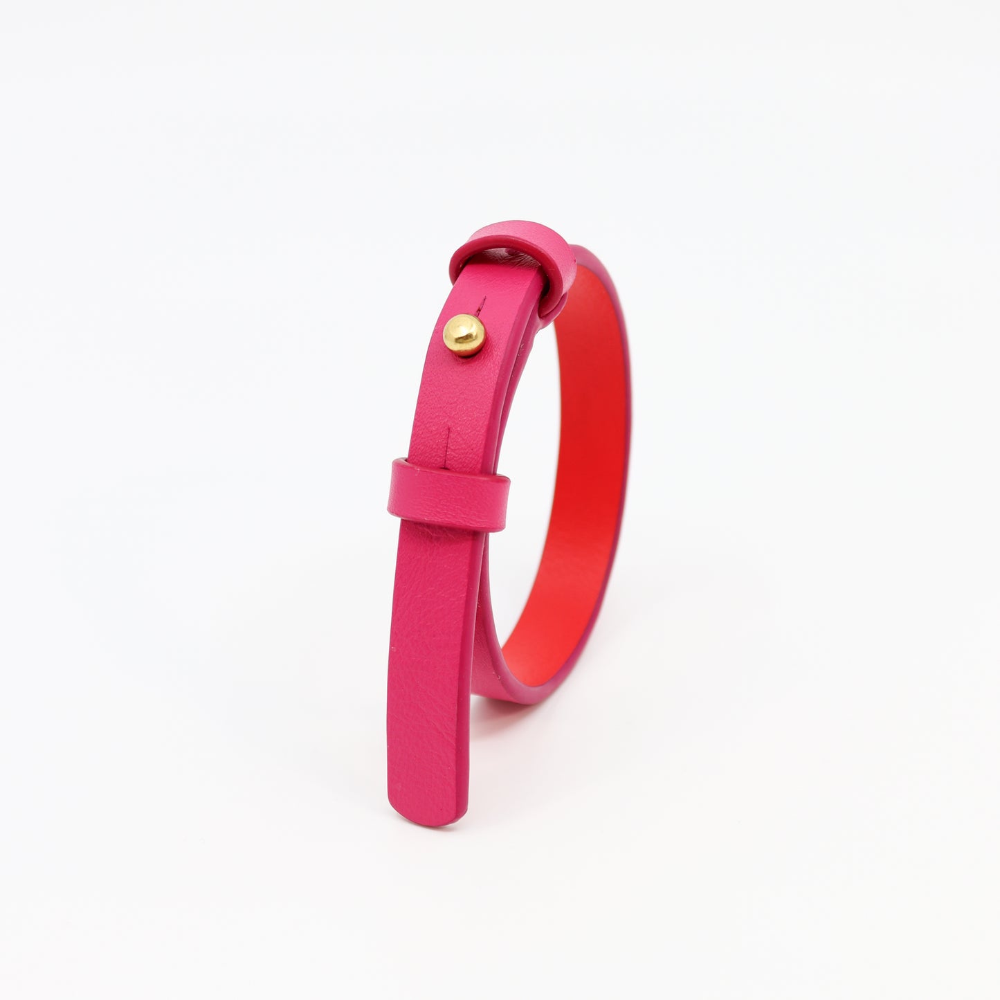 Bracelet with brass fastener in fuchsia