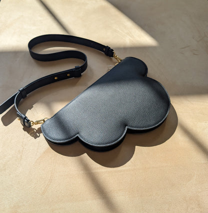 Clutch bag with removable strap in black with crystal studs