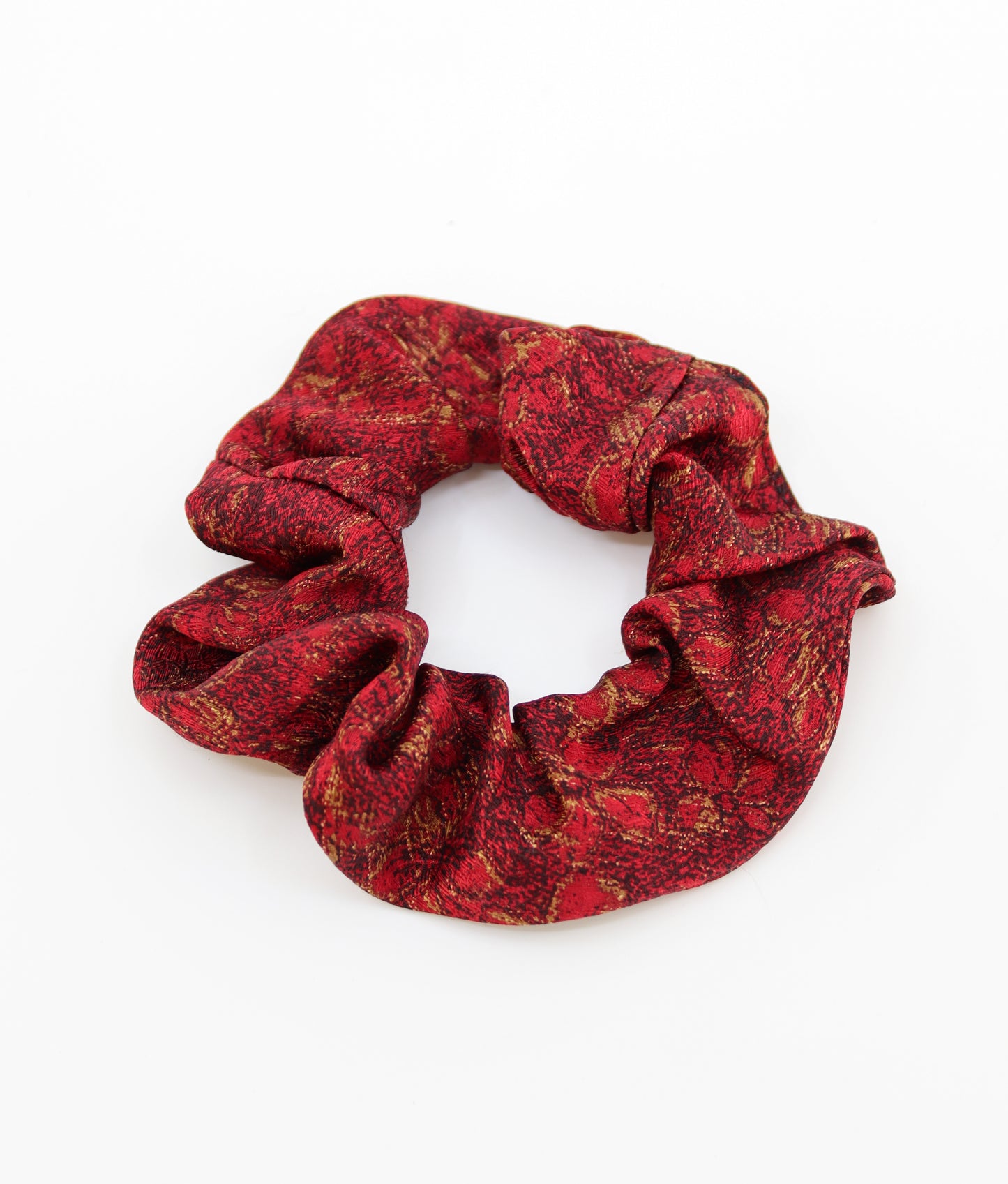 Silk scrunchie "Red Flowers"
