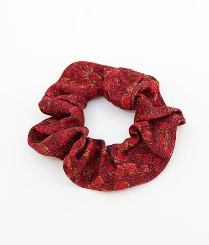 Silk scrunchie "Red Flowers"