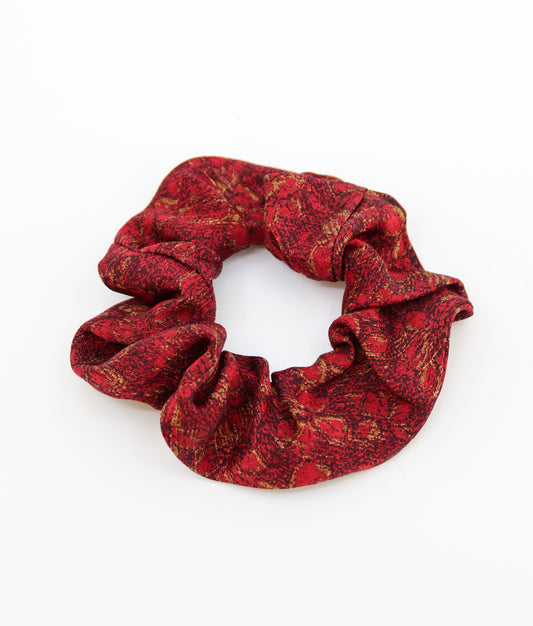 Silk scrunchie "Red Flowers"
