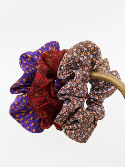 Silk scrunchie "Red Flowers"