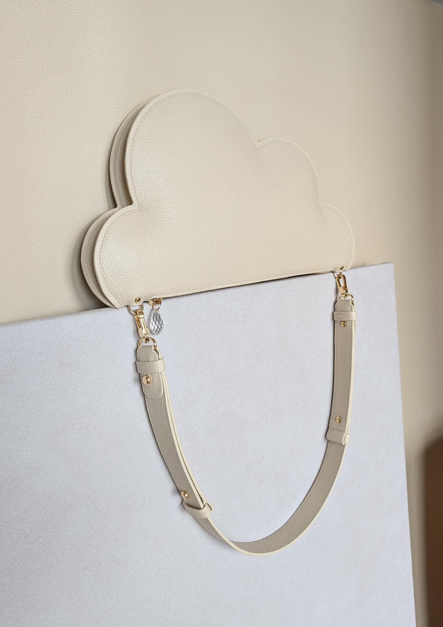 Clutch bag with removable strap in ivory