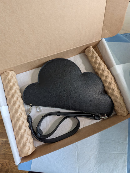 Clutch bag with removable strap in black with crystal studs